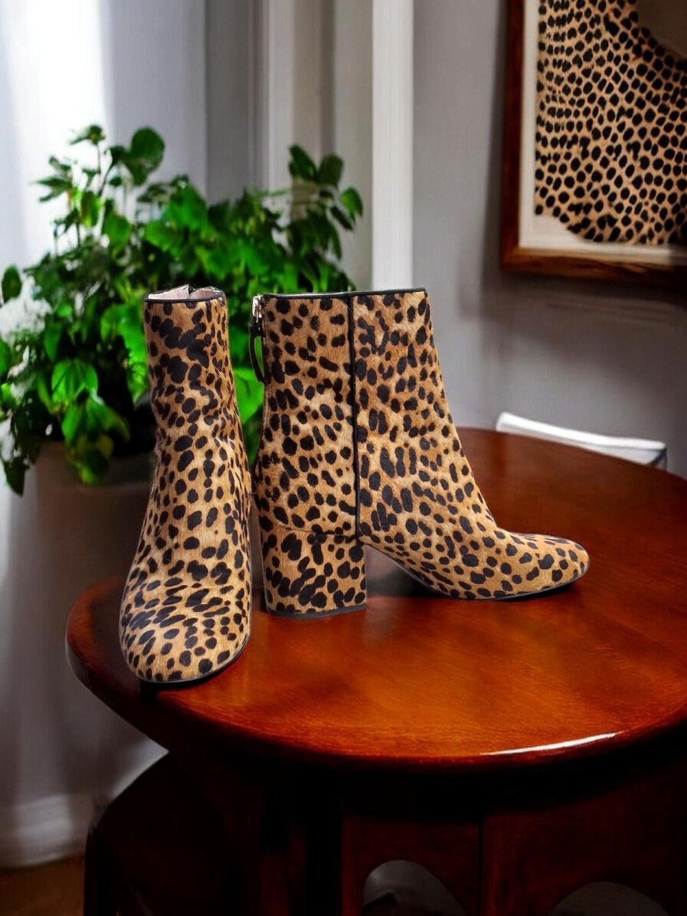 J.Crew Sadie Ankle Boots in Leopard Print Calf Hair Size 6.5